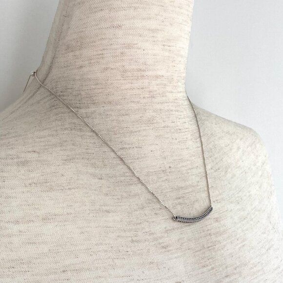 Hearts Of Pandora Sterling Silver 925 ALE CZ Curved Bar Necklace Adjustable 20" - Picture 12 of 16